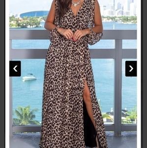 Fashionable cheetah print maxi dress